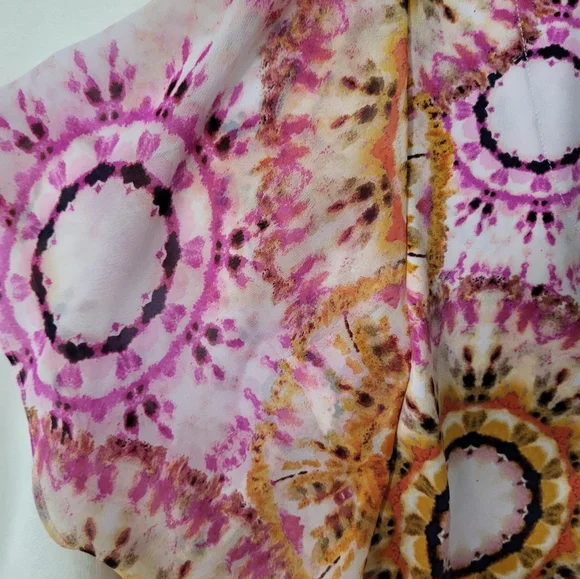 JM Collection Pink and Orange Patterned Blouse - Picture 6 of 8